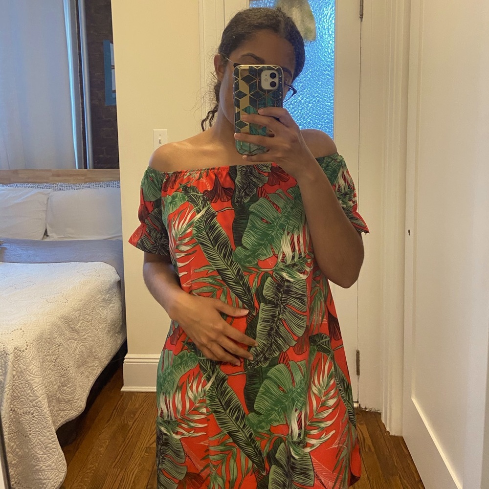 Off the shoulder palm print dress FREE SHIPPING!!